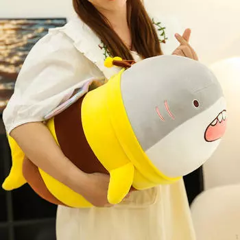 Плюшевая игрушка «Акула Пчела» 14,96 дюйма, мягкая мультяшная кукла, подушка для объятий, пчела для