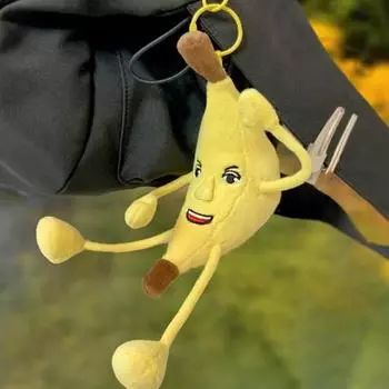Плюшевая игрушка-банан с брелоком для пресса, мягкая кукла, говорящие фрукты, плюшевая подвесная сумка, украшение для рюкзака, подвеска