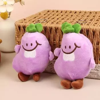 Плюшевая игрушка-брелок в виде баклажана, мультяшный овощ, мягкая кукла, кулон, брелок для ключей от машины, рюкзак, сумка, декор, подарок для ребенка