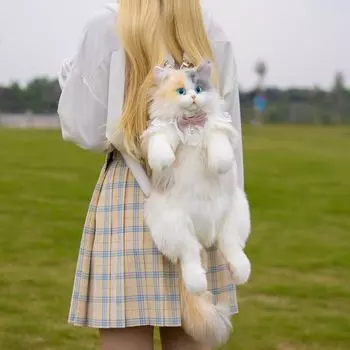 Плюшевая игрушка «Чонгкер Кот» Реалистичная Реалистичная мягкая игрушка «кот» милая, подходящая, тонкая, ситцевая кошка — рюкзак в форме кота, ручная работа, питомец, внешний вид, вместимость,