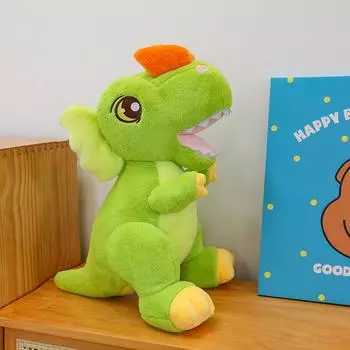 Плюшевая игрушка Динозавр с большим ртом Милая кукла Динозавр для сопровождения куклы-младенца Кукла для игрового автомата Детский подарок 25cm0.15kg зелёный