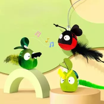 Плюшевая игрушка для домашних животных, издающая звуки, подвесной лай, мяч, имитация насекомых, избавляющая от скуки, креативная игрушка для кошек 25cm