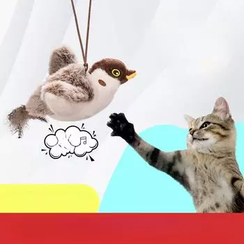 Плюшевая игрушка для кошек, имитация хлопающих крыльев воробья, электрическая трясущаяся птица, имитация самоудовлетворения кошки, качающаяся птица, дразнящая палка для кошек 24*22*10cm