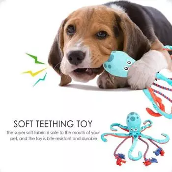Плюшевая игрушка для собак «Осьминог», жесткая игрушка для жевания собак, предназначенная для агрессивных любителей жевать, игрушка для перетягивания каната в виде осьминога для чистки зубов у щенков A