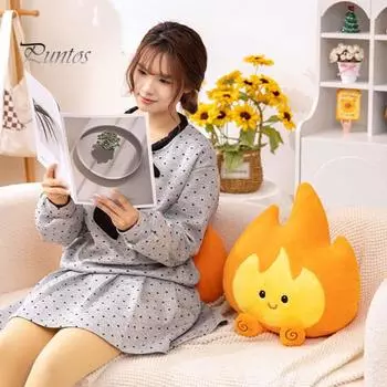 Плюшевая игрушка Flame Elf 17,8 Мягкая кукла Flame для детей Плюшевая подушка с изображением пламени для дивана-кровати, автокресел, подарков на день рождения жёлтый