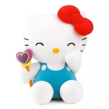 Плюшевая игрушка Hello Kitty с выражением лица, 27 см, красная лента, популярные корейские игрушки
