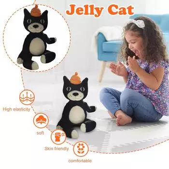 Плюшевая игрушка Jili Cat, милая черная и кошачья плюшевая мягкая плюшевая игрушка, подходящая для Рождества, Дня святого Валентина, дня рождения, подарка, украшения для спальни, дивана One Size