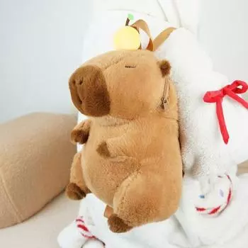 Плюшевая игрушка капибара с плечевым ремнем на молнии, мягкая игрушка большой вместимости