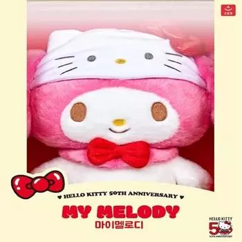 Плюшевая игрушка Kitty x My Melody, лучшие подарочные куклы в Корее