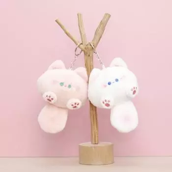 Плюшевая игрушка-кошка, кукла-пищалка, брелок-пушистый, мягкая игрушка, рюкзак, сумка, подвеска, очаровательный подарок для девушки-детки белый