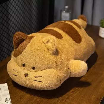 Плюшевая игрушка Кот-хлеб Милый полосатый кот Длинная подушка-валик Подушка для сна для девочки Подарок кукла-кот 60cm коричневый