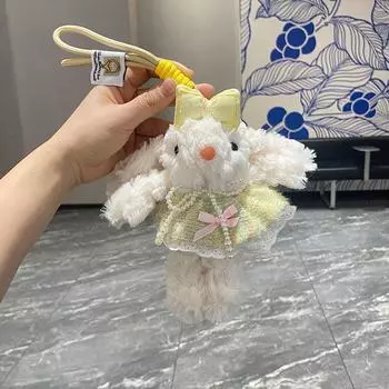 Плюшевая игрушка кролик с висячими ушами брелок мультяшный кролик мягкая набивная кукла подвеска кольцо для ключей автомобиля декор для рюкзака подарок для ребенка