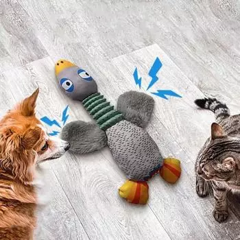 Плюшевая игрушка-кукла «Собака-Гусь» Мягкая игрушка-пищалка для собак «Гусь» Аксессуары для домашних животных Игрушка-моляр для щенков Self Happy оранжевый