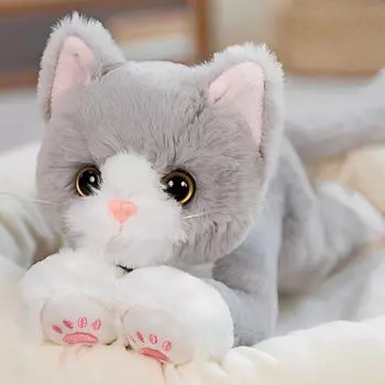 Плюшевая игрушка Leap Raupe Cat Реалистичная мягкая игрушка для кошек Мягкая игрушка для кошек Реалистичная мягкая игрушка для кошек Серый кот серый