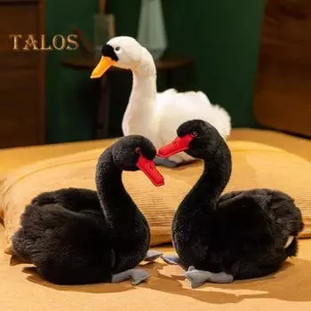 Плюшевая игрушка лебедь 9,44 дюйма ручная работа плюшевый лебедь мягкий пушистый лебедь мягкая игрушка подушка для новорожденных детей чёрный