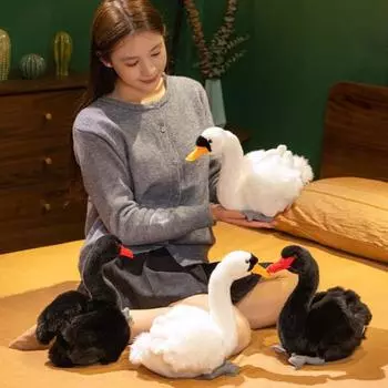 Плюшевая игрушка лебедь 9,44 дюйма ручная работа плюшевый лебедь мягкий пушистый лебедь мягкая игрушка подушка для новорожденных детей белый