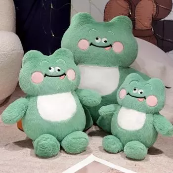 Плюшевая игрушка лягушка, мягкие игрушки, зеленая лягушка, мягкая кукла, детская кукла для сна, подарок на день рождения для детей 35cm