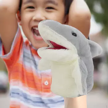 Плюшевая игрушка-марионетка в виде акулы, приятная на ощупь, мягкая фигурка
