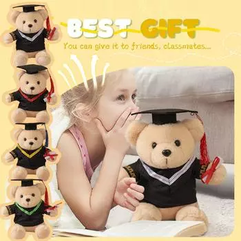 Плюшевая игрушка-медведь, креативный подарок на выпускной, милая шляпа, кукла-медведь, тряпичная кукла One Size