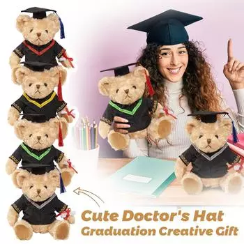 Плюшевая игрушка-медведь, креативный подарок на выпускной, милая шляпа, кукла-медведь, тряпичная кукла One Size
