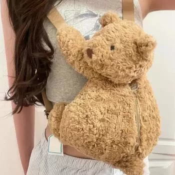 Плюшевая игрушка медведь сумка-мессенджер кукла кукла, милая кукольная сумка One Size коричневый