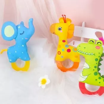 Плюшевая игрушка, милая мультяшная погремушка в форме животного, снимающая тревогу для младенцев оранжевый