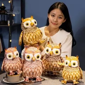 Плюшевая игрушка «Ночная сова», имитирующая большие глаза, птица, плюшевая кукла, подушка для дома, офиса, спальни, диван, украшение для дивана, подарок на день рождения для детей и взрослых S темно-коричневого