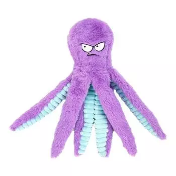 Плюшевая игрушка осьминог для собаки, интерактивная жевательная игрушка, устойчивая к укусам, со звуком, пищащий осьминог-погремушка для щенка, товары для питомцев фиолетовый