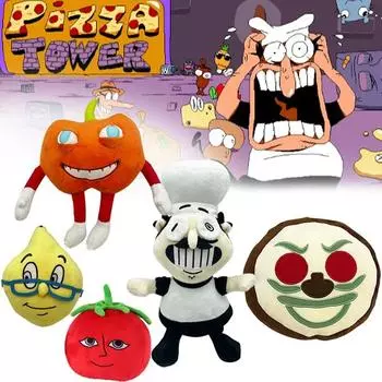 Плюшевая игрушка «Пицца-башня» Миссис Лемонс и мистер Помидоры Мягкие куклы Пеппино Фрукты Овощи Перец Мягкая фигурка Детские рождественские подарки