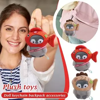 Плюшевая игрушка пингвин на гриле, плюшевая игрушка в виде маленького животного One Size жёлтый