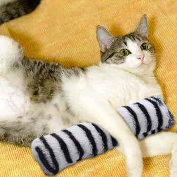 Плюшевая игрушка-подушка для кошки, устойчивая к укусам, длинная подушка в виде тигриного хвоста, уменьшает беспокойство и скуку светло-коричневого