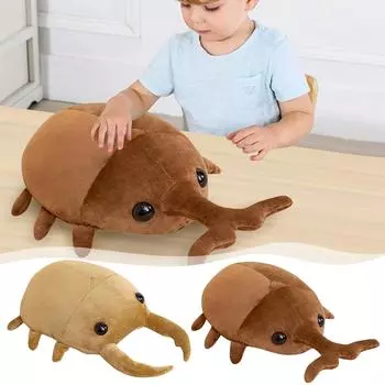 Плюшевая игрушка-подушка серии «Насекомые», плюшевая игрушка «Жук», лучший игрушечный подарок для общения и комфорта One Size коричневый