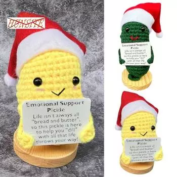 Плюшевая игрушка ручной работы с маринованным огурцом для эмоциональной поддержки, мягкий очаровательный орнамент жёлтый