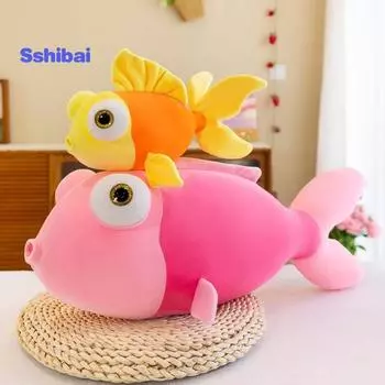 Плюшевая игрушка «Рыба» — милая цветная кукла «Золотая рыбка» — мягкая кукла-компаньон для аквариумных животных S розовый