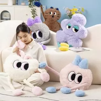 Плюшевая игрушка с большими глазами и длинной рукой, пушистая плюшевая кукла, подушка для сна, украшение для дома, офиса, спальни, подарок для детей, девочек и взрослых серый