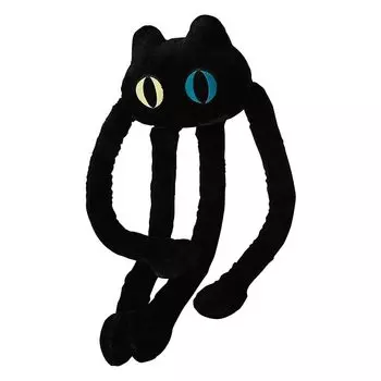 плюшевая игрушка с длинными ногами уникальная тонкая строчка осьминог кукла с длинными ногами имитация кроличьей шерсти PP (черная кошка)
