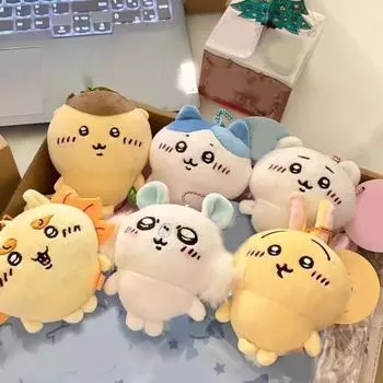 Плюшевая игрушка с мультяшным животным и цепочкой из бисера, фаршированный молоток, кот, кролик, плюшевая кукла, брелок «сделай сам», подвеска, украшение, украшение для рюкзака, подарок на день рождения D