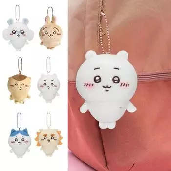 Плюшевая игрушка с мультяшным животным и цепочкой из бисера, фаршированный молоток, кот, кролик, плюшевая кукла, брелок «сделай сам», подвеска, украшение, украшение для рюкзака, подарок на день рождения D