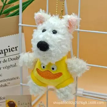 Плюшевая игрушка собака породы вест-хайленд, одежда, кукла-щенок, длинноволосая собака, плюшевый кулон, брелок, кукла, товары As shown