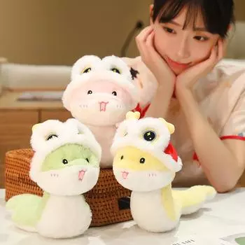 Плюшевая игрушка-талисман змея, кукла-лев, кукла, змея китайского зодиака, милый новогодний праздничный подарок для детей 24CM зелёный