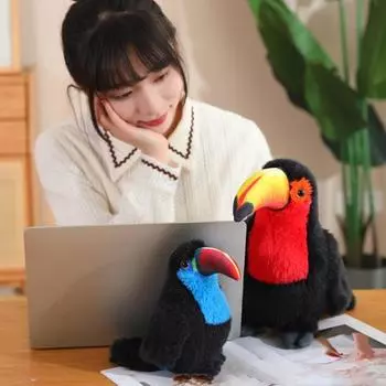 Плюшевая игрушка Тукан с большим ртом, птица, плюшевая кукла, подушка для дома, офиса, спальни, украшение для детей и взрослых, подарок на Рождество и день рождения S белый