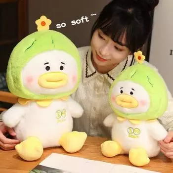 Плюшевая игрушка-утка с тыквой, бальзамом, грушей, головной убор, колбаса, губа, плюшевая кукла в виде животного, украшение для дома, офиса, спальни, дети, девочки, взрослые, Рождество S оранжевый