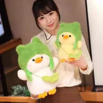 Плюшевая игрушка-утка со съемной зеленой шляпой, мягкая сумка через плечо, плюшевая игрушка в виде животного, домашняя кукла, подушка, офис, спальня L жёлтый
