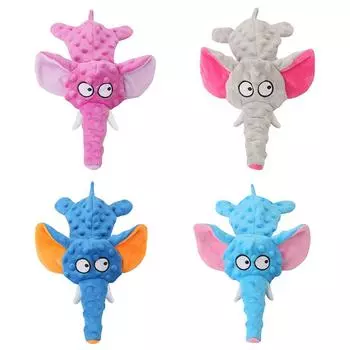 Плюшевая игрушка в форме слона с мятой бумагой, устойчивая к укусам, пищащая игрушка, жевательная игрушка для прорезывания зубов для маленьких, средних и больших собак, кошек светло-синий