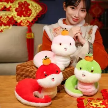 Плюшевая игрушка змея 2025 год плюшевая кукла-талисман змея китайский Новый год красный