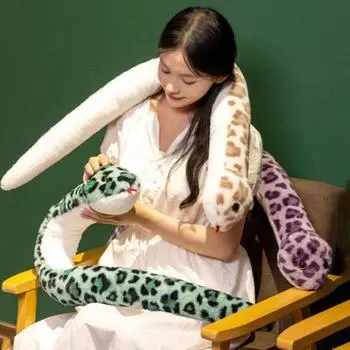 Плюшевая игрушка змея 45 дюймов большая мягкая игрушка змея кукла для детей мягкие плюшевые игрушки змея идеальный компаньон для игр и сна зелёный