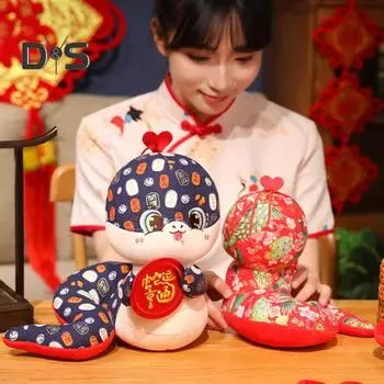 Плюшевая игрушка змея для декора на китайский Новый год, элегантная кукла-талисман змея, праздничные плюшевые змеи для весеннего фестиваля, праздничное украшение, подарок M синий