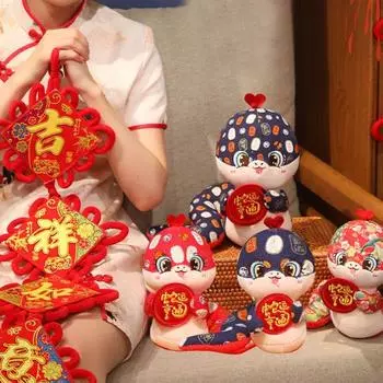 Плюшевая игрушка змея для декора на китайский Новый год, элегантная кукла-талисман змея M синий