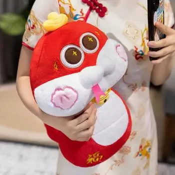 Плюшевая игрушка змея китайский зодиак змея чучело животное год змеи талисман кукла для китайского нового года декор подарки 20cm светло-зеленый