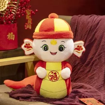 Плюшевая игрушка змея, красное животное, плюшевая кукла-талисман в виде символического знака зодиака для детей, праздничное китайское украшение на 2025 год по лунному календарю 20cm A